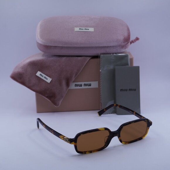 Miu Miu MU11ZSF VAU2Z1 Sunglasses Honey Havana Rectangle Frame - Picture 13 of 13